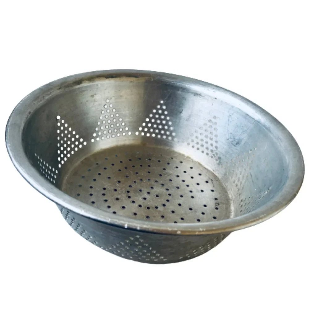 Aluminum Colander Basket Strainer Cooking Kitchen Utensil Vintage USED